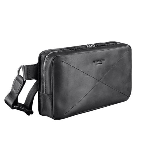 Сумка поясная BlankNote DROPBAG MAXI (Кожа Crazy Horse) графит - черная (BN-BAG-20-g-kr): Пол Унисекс
