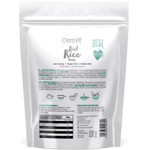 Диетический рис с конжаком OstroVit Diet Rice Konjac 400 g: Пол Унисекс