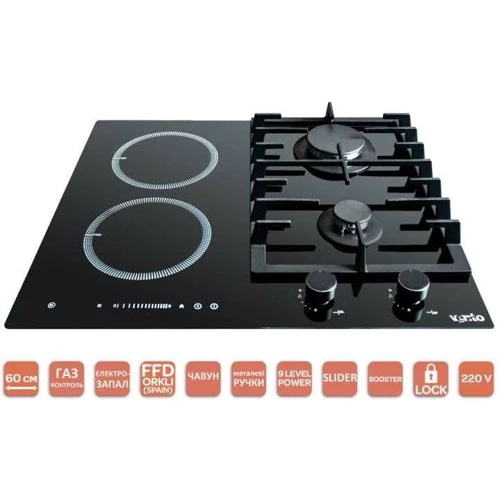 Варочная поверхность VENTOLUX HG622 B9G CS I (BK): Размеры для встраивания 55х47.3 см
