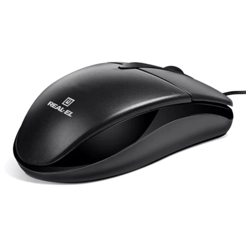 Мышь REAL-EL RM-211, USB, black: Эргономика для правой и левой руки