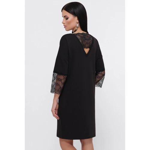 Платье FashionUp PL-1808A 42 черное повседневное до середины бедра: Состав Полиэстер, Хлопок