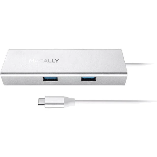 Адаптер Macally Adapter USB-C to 2xUSB+USB-C+4K HDMI+RJ45 (UCDOCK ): Колір сріблястий