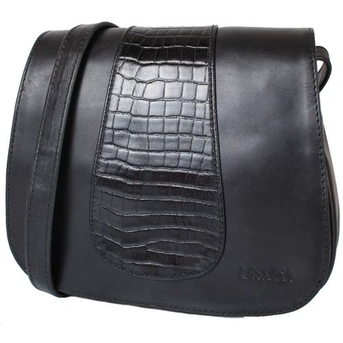 Женская сумка почтальонка Laskara черная (LK-DD217-black-croco)