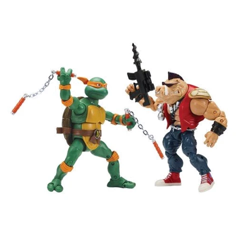 Набір фігурок TMNT серії Черепашки-ніндзя класичні - Мікеланджело проти Бібопа (34 крапки артикуляц