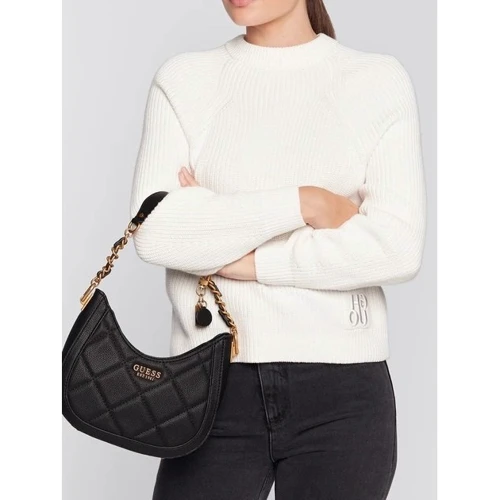 Жіноча сумка хобо GUESS ABEY SMALL HOBO чорна (HWQB8558010-BLA): Фактура Матовая, Стеганая