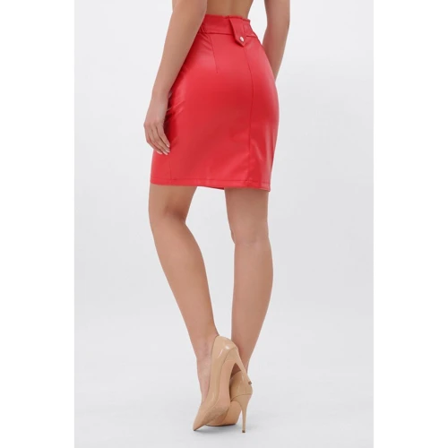 Юбка FashionUp YUB-1074B-XL 48 красная карандаш до середины бедра: Материал Экокожа