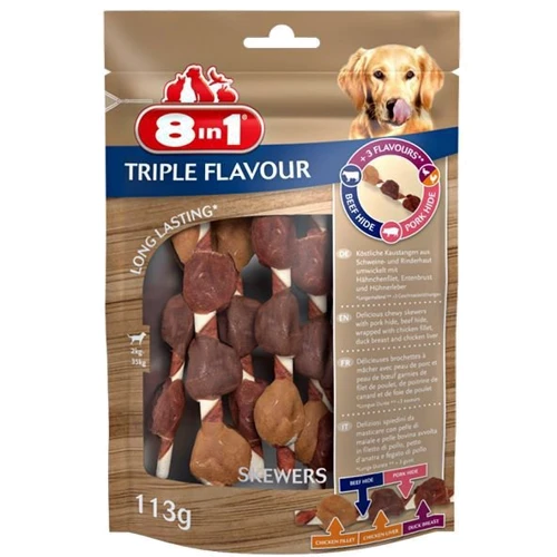 Ласощі для собак 8in1 Triple Flavour шашлички 6 шт. 113 г (4048422144632)