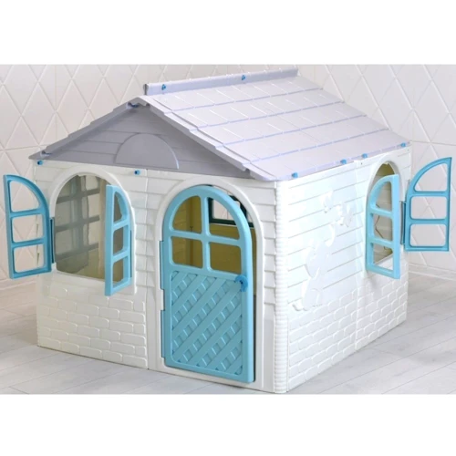 Игровой Домик со шторками Doloni Toys 02550/5 Бело-Бирюзовый: Материал пластик
