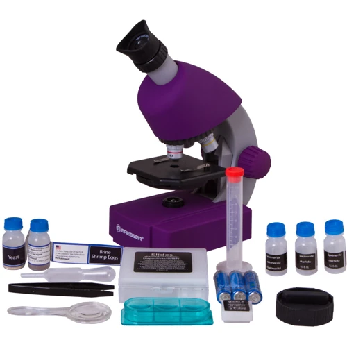 Микроскоп Bresser Junior 40x-640x фиолетовый (70121): Возраст от 6-ти лет