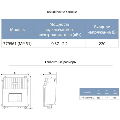 Пульт керування з насосом 220В 0.37-2.2кВт Aquatica (779561)