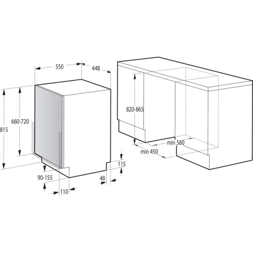 Встраиваемая посудомоечная машина Gorenje GV52012: Цвет черный