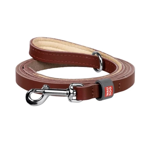 Поводок Waudog Classic для котов и мелких собак кожаный коричневый XXS-XS 12 мм/122 см (60326)
