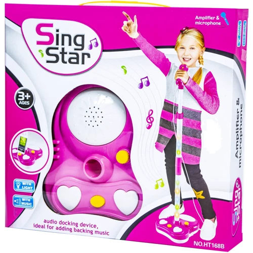 Детский игрушечный караоке-микрофон со стойкой Sing Star. Pink (HT168B): Производитель Shantou H/C Toys