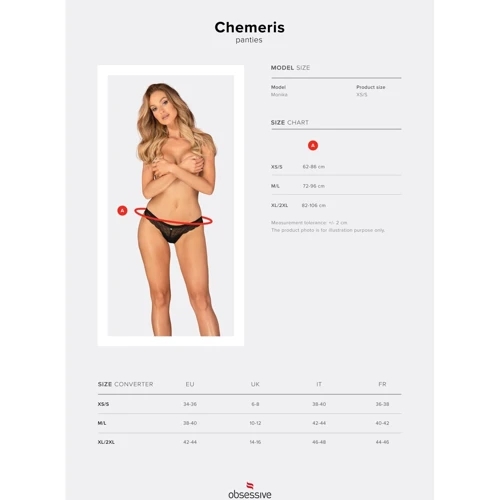 Трусики Obsessive Chemeris panties Вlack, XS/S