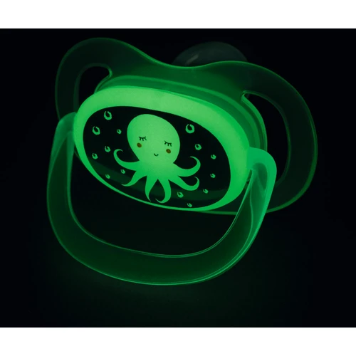 Пустушка Bebe Confort Physio Air, силіконова, що світиться в темряві, 2 шт, 0/6 міс Blue Octopus (3104201940): Форма соски анатомическая