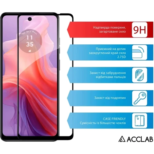 ACCLAB Tempered Glass Full Glue Black for Motorola E14: Цвет черный