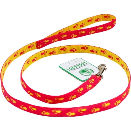 Поводок капроновый Lucky Pet Лапки 1.6x120 см красный (4820224219110)