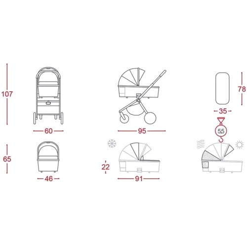 Универсальная коляска 2 в 1 Carrello Ultimo (CRL-6511 Harbor Grey): Материал колес полиуретан