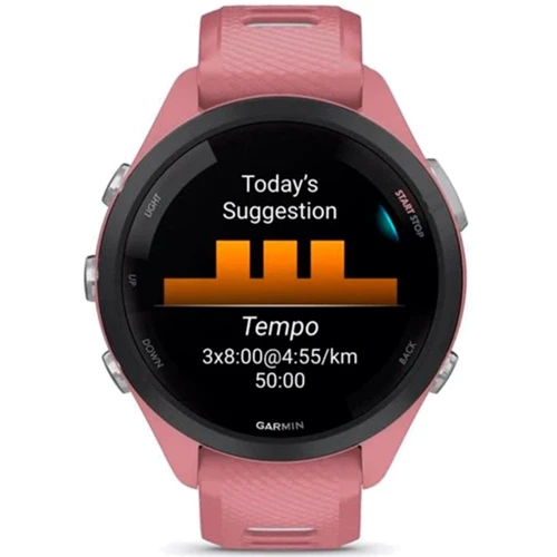 Смарт-часы Garmin Forerunner 265S Black Bezel with Light Pink Case and Light Pink/Powder Grey Silicone Band (010-02810-15): Особенности Компас, С большой автономностью, Водонепроницаемые