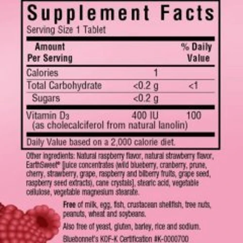 Bluebonnet Earth Sweet Chewables Vitamin D3 400IU Вітамін Д3 90 жувальних таблеток: Тип вітамін D