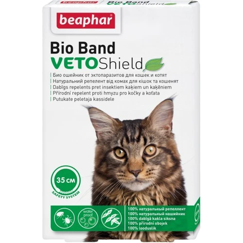 Ошейник от блох, клещей и комаров Beaphar Bio Band Veto Shield для котов 35 см (10664)