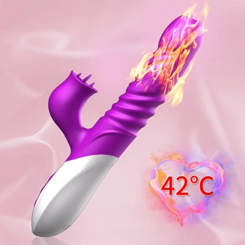 Вибратор с ротацией, толчками и подогревом BOSS Foxshow Vibrator Purple