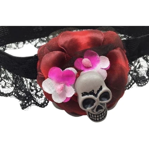 Подвязка с черепом Rubies - Skull & Rose Leg Garter (черная)