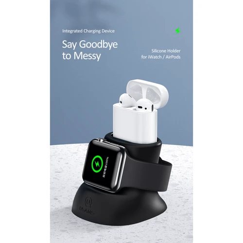 Док-станция Usams ZJ051 Dock Stand Black (ZJ51ZJ01) for Apple Watch and Apple AirPods фото 1
