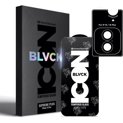 Захисне скло для iPhone ArmorStandart Tempered Glass Supreme Plus Icon Black для iPhone 16 Plus (ARM81396)