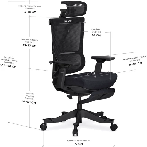 Крісло Mealux S6 Air Fabric Black (HF-S6 F/B) фото 8