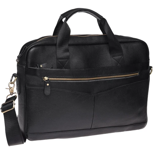 Мужская сумка мессенджер Borsa Leather черная (K11118-black): Материал Натуральная кожа