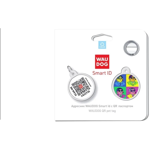 Адресник металлический WAUDOG Smart ID c QR паспортом рисунок Бульдоги 25 мм (0625-0220): Тип Аксессуары к ошейникам