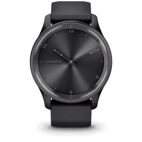 Смарт-годинник Garmin Vivomove Trend Slate Stainless Steel Bezel with Black Case and Silicone Band (010-02665-00): Дисплей 1.01" x 0.74" (254 x 346)