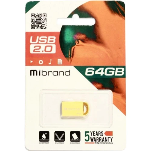 USB-флешка Mibrand 64GB lynx Gold USB 2.0 (MI2.0/LY64M2G): Объем памяти 64 GB