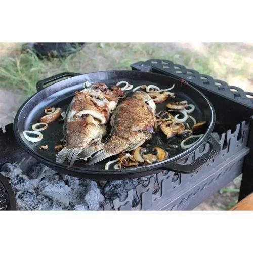 Казан Brizoll азиатский чугунный с крышкой-сковородкой гриль 8 л (KA08-2) фото 1
