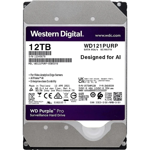 Внутренний жесткий диск WD Purple Pro Smart Video 12TB (WD122PURP): Тип подключения SATA