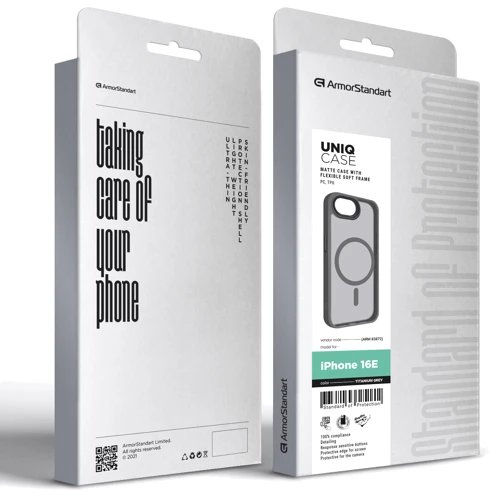 Чохол для iPhone ArmorStandart Uniq Case Magsafe Titanium Grey для iPhone 16e (ARM83872): Матеріали поликарбонат и полиуретан