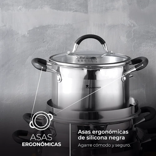 Каструля MasterPro Foodies collection BGMP-1505-BK із кришкою 20 см 4 л (00000025285): Матеріал корпусу Нержавеющая сталь