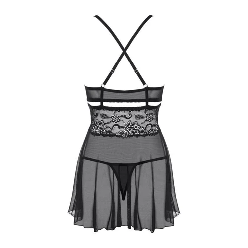 Бэби-долл со стрингами Obsessive 838-BAB-1 black XXL