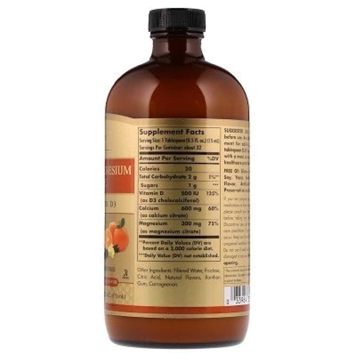 Solgar Liquid Calcium Magnesium Citrate with Vitamin D3 Natural Orange Vanilla 16 fl oz (473 ml) Кальцій Магній + Д3: Тип Магній + Кальцій