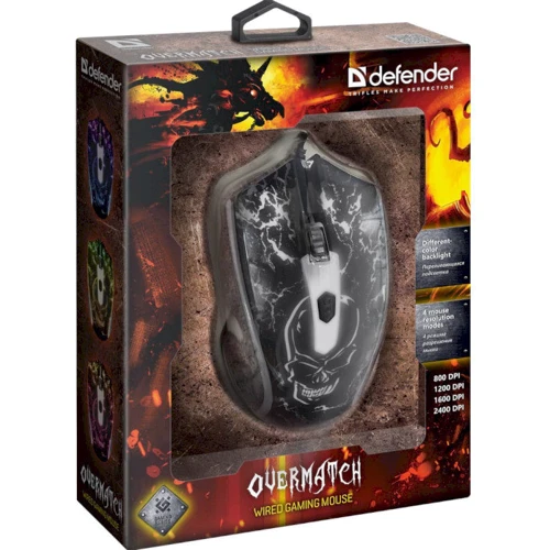 Мышь Defender Overmatch GM-069 USB Black (52069): Тип сенсора оптический