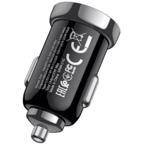 Зарядное устройство Hoco Car Charger Z44 Leading USB+USB-C 20W Black (S25727): Сила тока 2.4А и более