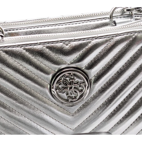 Женская сумка кросс боди Guess Blakely Status Crossbody серебристая (HWMY7663140-SIL): Тип ручки Со съемным ремнем, Плечевой ремень, Без ручки