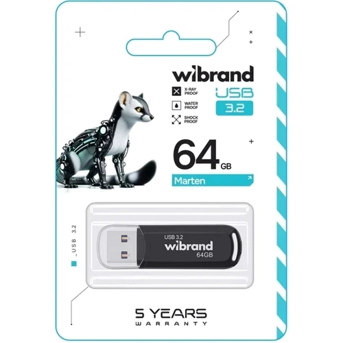USB-флешка Wibrand 64GB Marten USB 3.2 Gen1 Black (WI3.2/MA64P10B): Стандарт USB USB 3.2