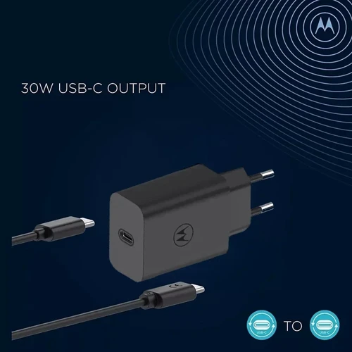 Зарядное устройство Motorola Wall Charger USB-C 30W with USB-C Cable 1m Black (SJMC302) фото 5