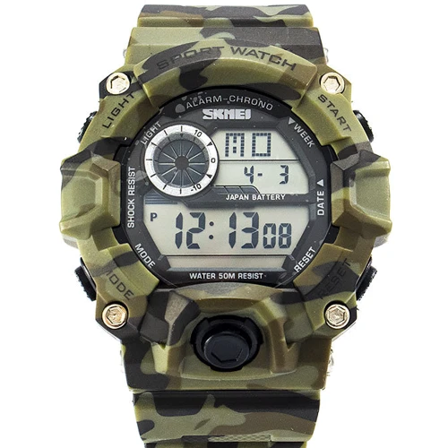 Наручний годинник Skmei 1019 Green Camouflage: Механізм кварцовий