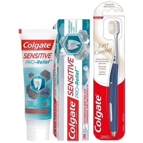 Colgate Sensitive Зубная паста Pro-Relief 75 мл + Зубная щетка Colgate Easy Comfort средняя