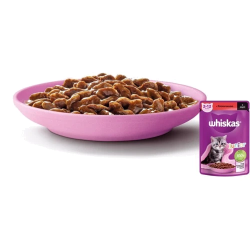 Упаковка влажного корма для котят Whiskas говядина в соусе 28х85 г (5900951302701): Класс Премиум