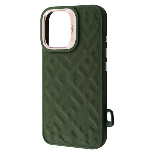 Чехол для iPhone Kajsa Rhombus Collection with Magnetic Ring Olive for iPhone 16 Pro Max