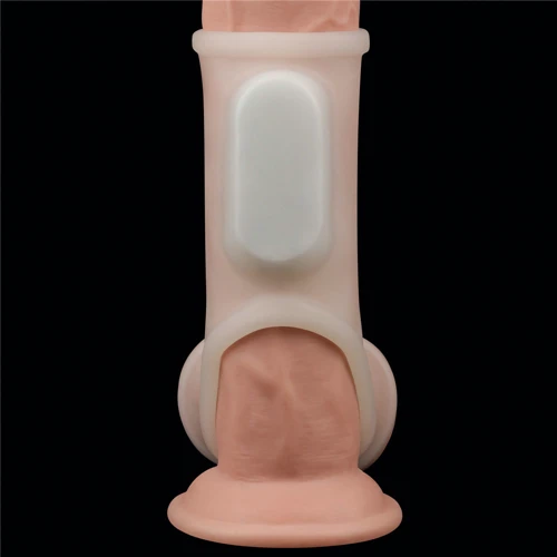 Насадка на член с вибрацией LoveToy Vibrating Silk Knights Ring with Scrotum Sleeve White